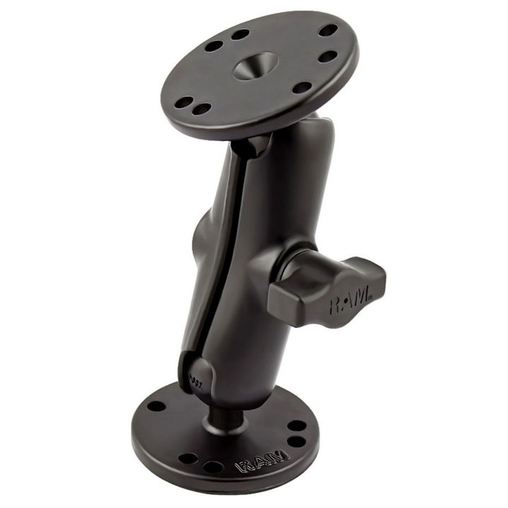RAM Universal Double 1" Ball Mount Two Round Plates - B Size Medium