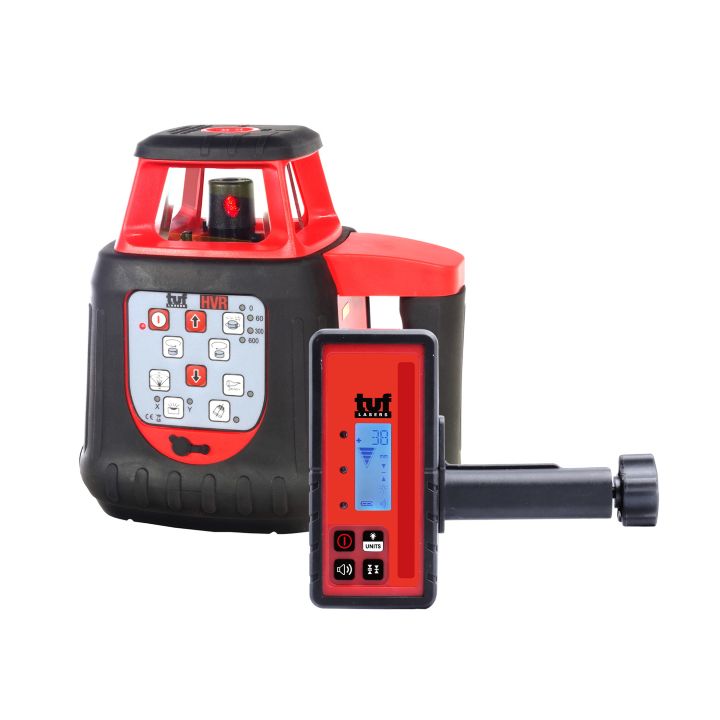 TUF RotoLaser HVR- Hz/Vt Red Rotary Laser Level with FRD600A-R mm Receiver **