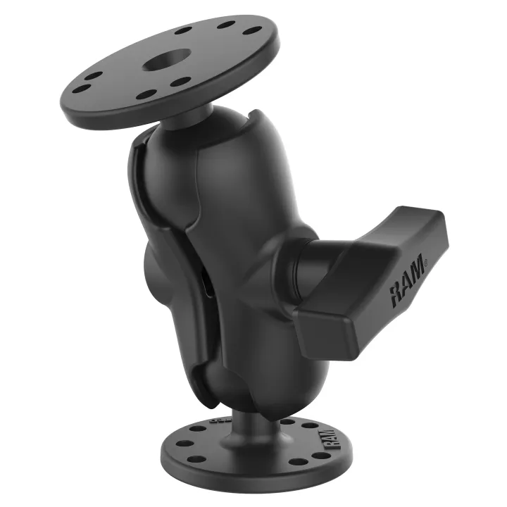 RAM Universal Double Ball Mount with Two Round Plates - C Size Short