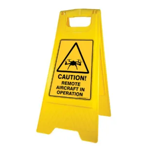 Drone Safety Sign A-Frame "Caution Remote Aircraft in Operation"