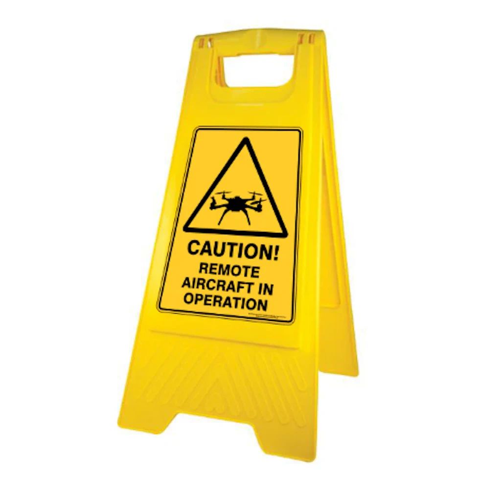 Drone Safety Sign A-Frame "Caution Remote Aircraft in Operation"