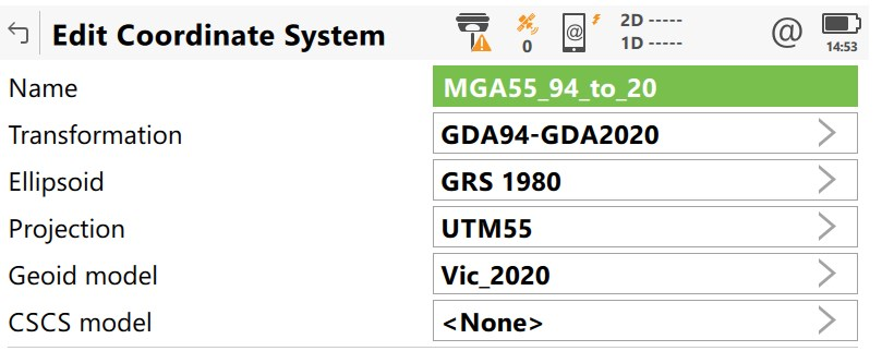 The Geocentric Datum Of Australia 2020 C R Kennedy Survey Solutions - this can be done by removing the existing coordinate system and adding a coordinate system with a transformation attached too